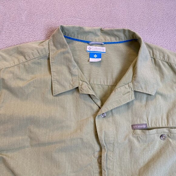 Columbia Mens Shirt XL Green Short-Sleeve Button-Up Cotton Blend Casual Outdoor - Picture 7 of 10